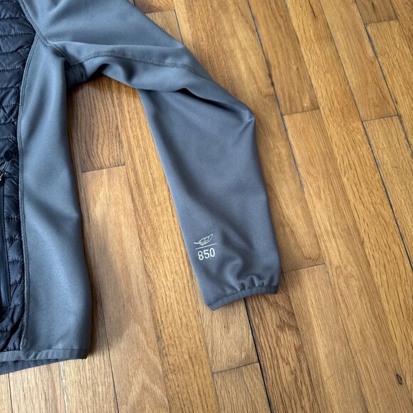 L.L. Bean 850 Downtek Goose Down Fleece Jacket Women's Black and Grey Size L Reg - Picture 2 of 7